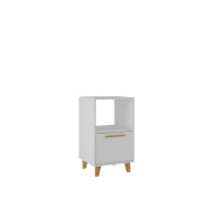 Manhattan Comfort 156AMC166 Mid-Century - Modern Herald Nightstand with 1 Shelf in White